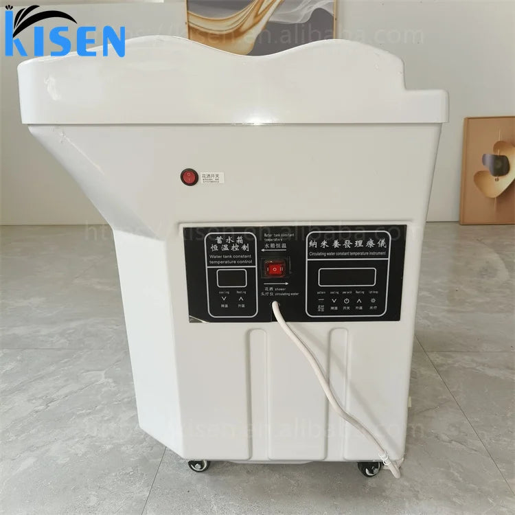 Kisen Good Quality Beauty Shop Furniture Portable 60L Water Tank Height Adjustable Hair Washing Sink Pipeless Shampoo Basin Bowl