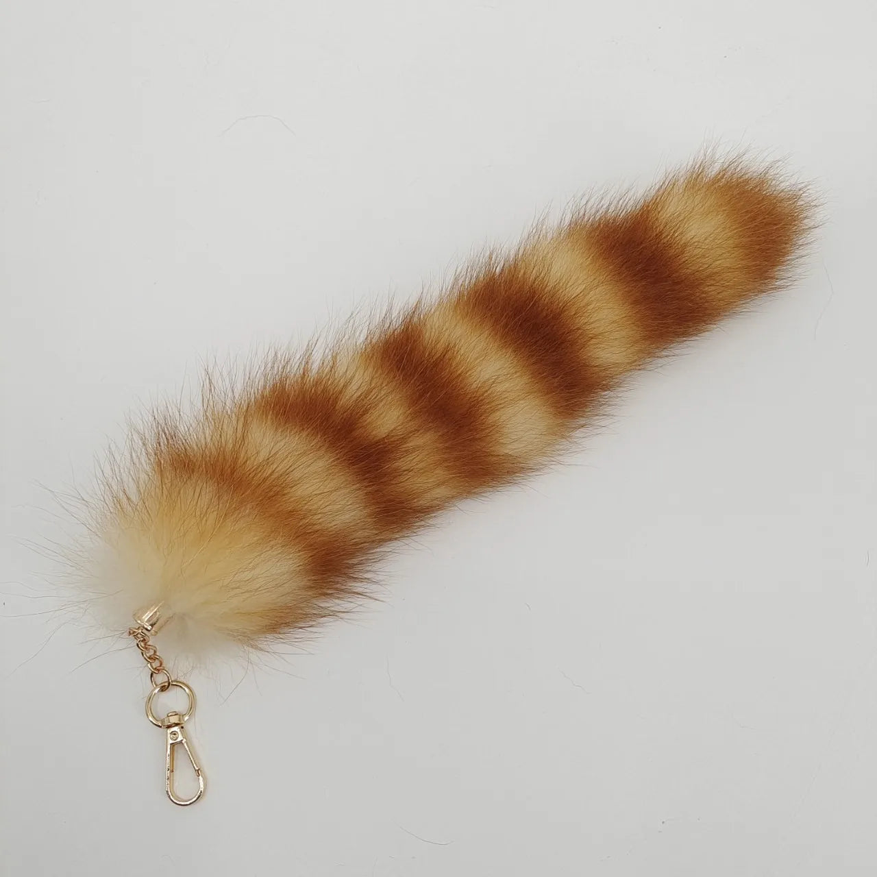 Authentic Raccoon Tail Fur Skin Halloween Party Cosplay Toy Handbag Accessories Key Chain Ring Hook