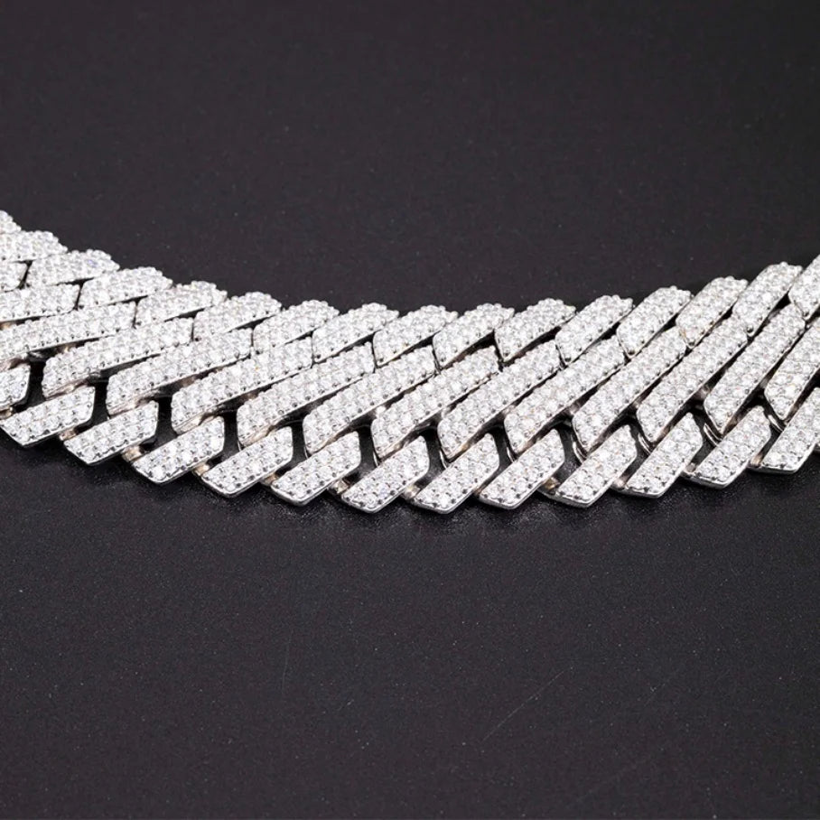 RTS Fashion Jewelry Cuban Bracelet Wide 26mm Sterling Silver 925 with Vvvs d Color Moissanite Cuban Chain Bracelet for Men
