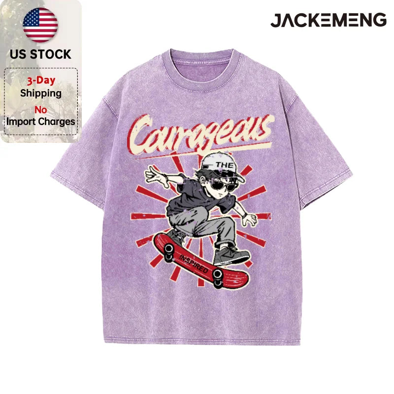 Oversized Vintage Retro Skate Anime Streetwear Print Tshirt USA Stock Wholesale Y2K Casual Tee