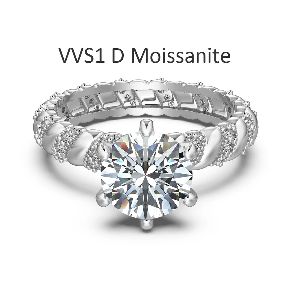 Dylam Classic Elegance Dainty Jewelry S925 Silver Eternity Band 2ct D Color VVS1 Clarity Moissanite Stone Wedding Promise Rings