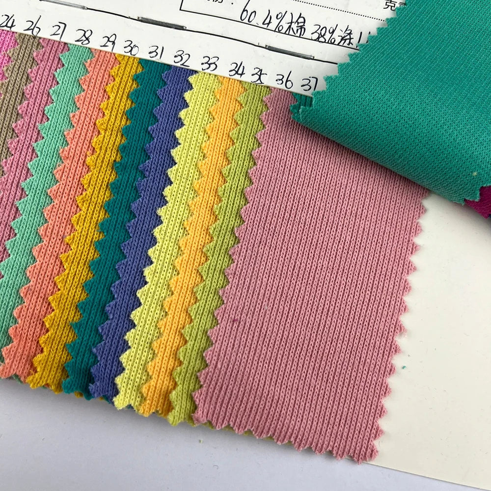 Manufacturers 60.4 Cotton 38 Polyester 1.6 Spandex Sweater 220g Cotton Knitted Fabric Textile Raw Materials for Clothing