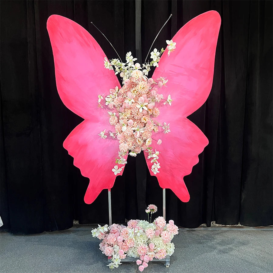 Realistic Artificial Silk Pink and White Butterfly-shaped Floral Decorations and Light Luxury Wedding Backdrop for Mother's Day