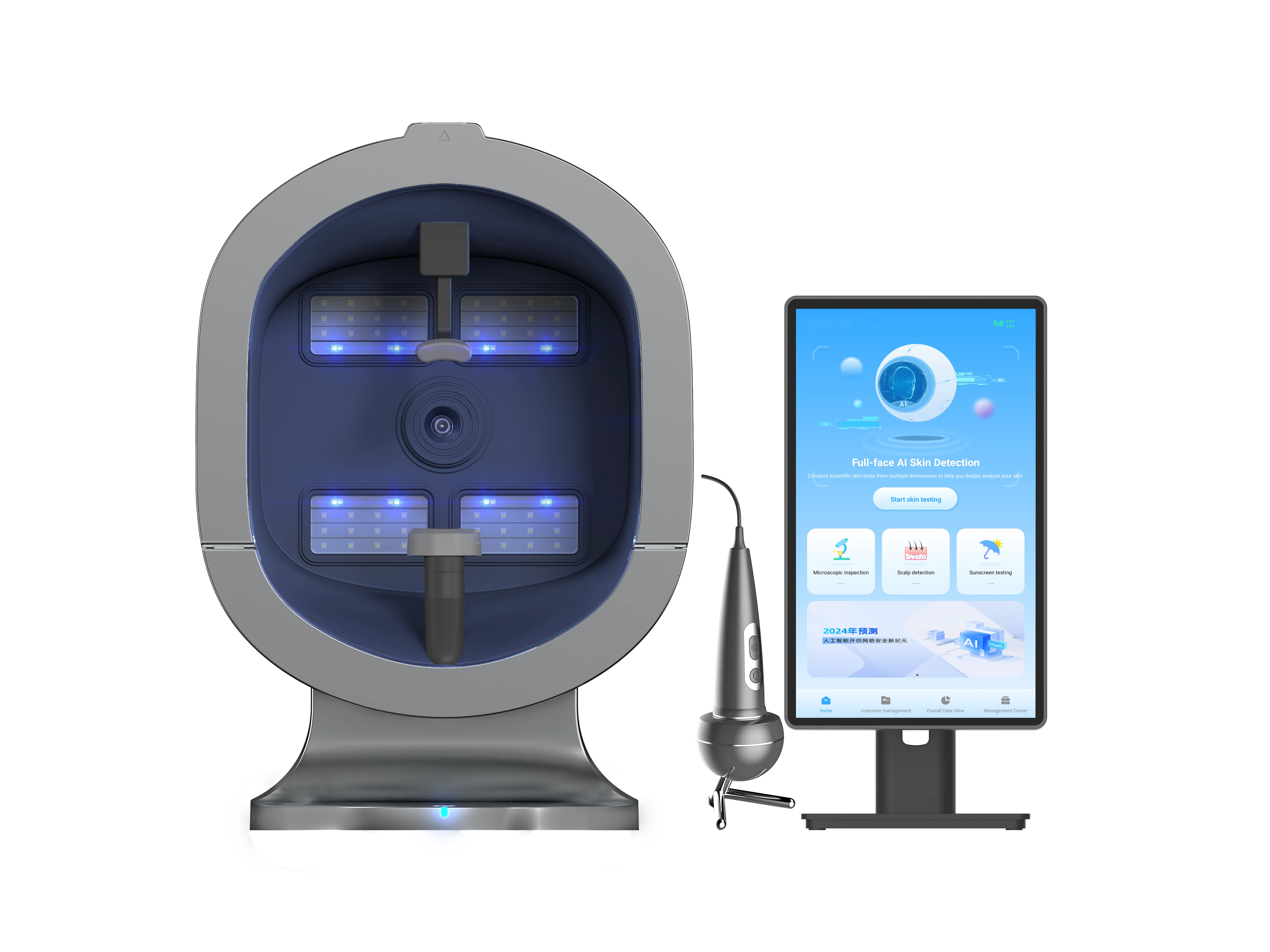 Professional Magic Mirror Skin Analyzer Camera AI 3D Scanner Face Scalp Health Analysis Multi Spectrum Skin Moisture Test