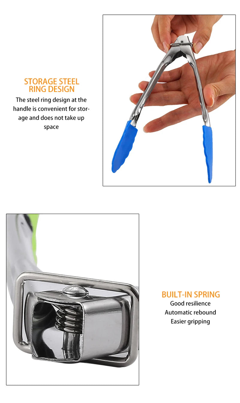Stainless Steel Silicone Food Tong  Kitchen Tongs Silicone Non-slip Cooking Clip Clamp BBQ Salad Tools Grill Kitchen Accessories