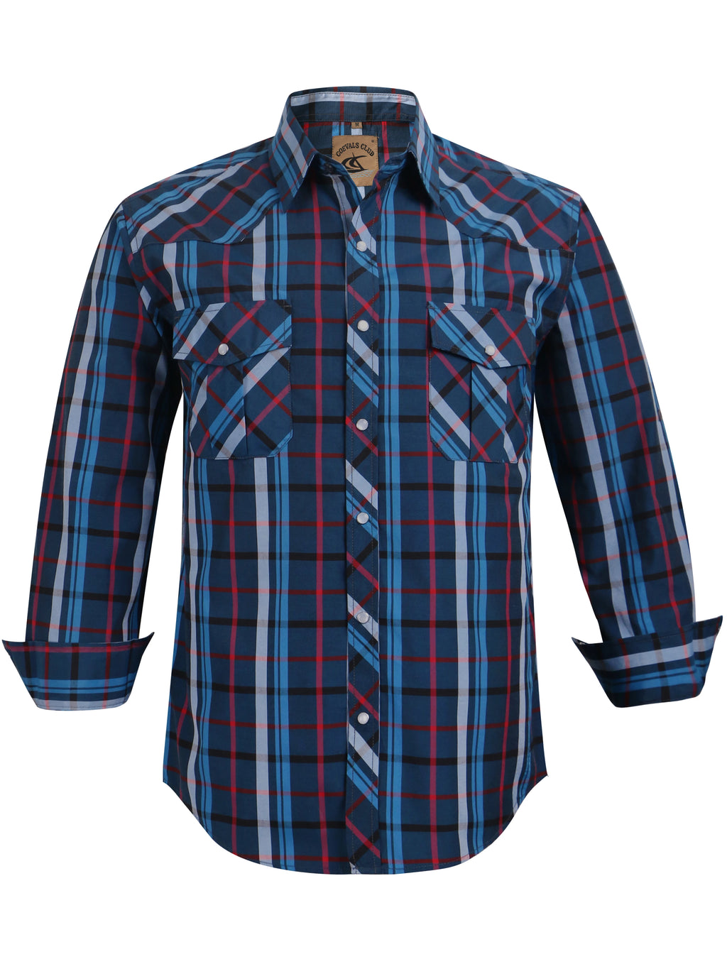 Men's Western Cowboy Long Sleeve Pearl Snap Casual Plaid Work Shirts