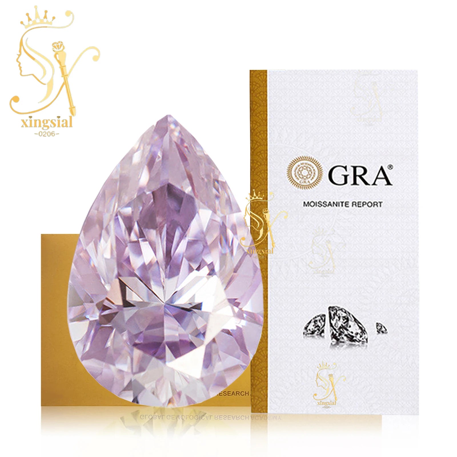 Xingsial 4x6mm 9x13mm Multiple Color VVS1 0.5ct 5ct GRA Certificated Pear Cut Synthetic Diamond Gemstone Loose Moissanite Stone