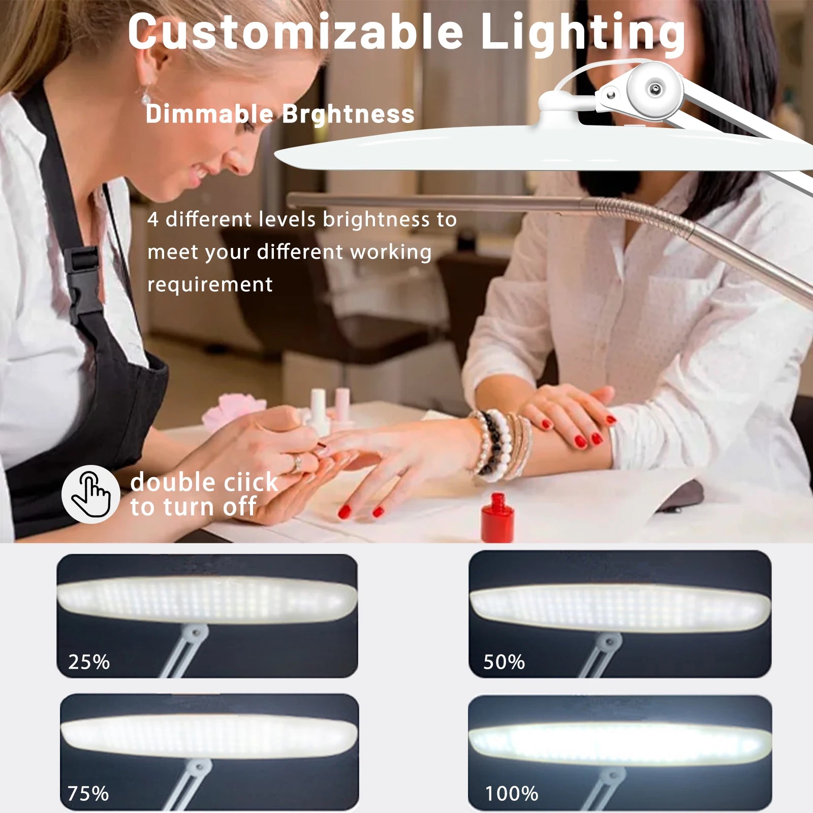 2028 Manicure Supplies Beauty Salon Equipment 3500 Lumen Shadowless Dimmable Led Nail Desk Lamp for Working Dental Laboratory