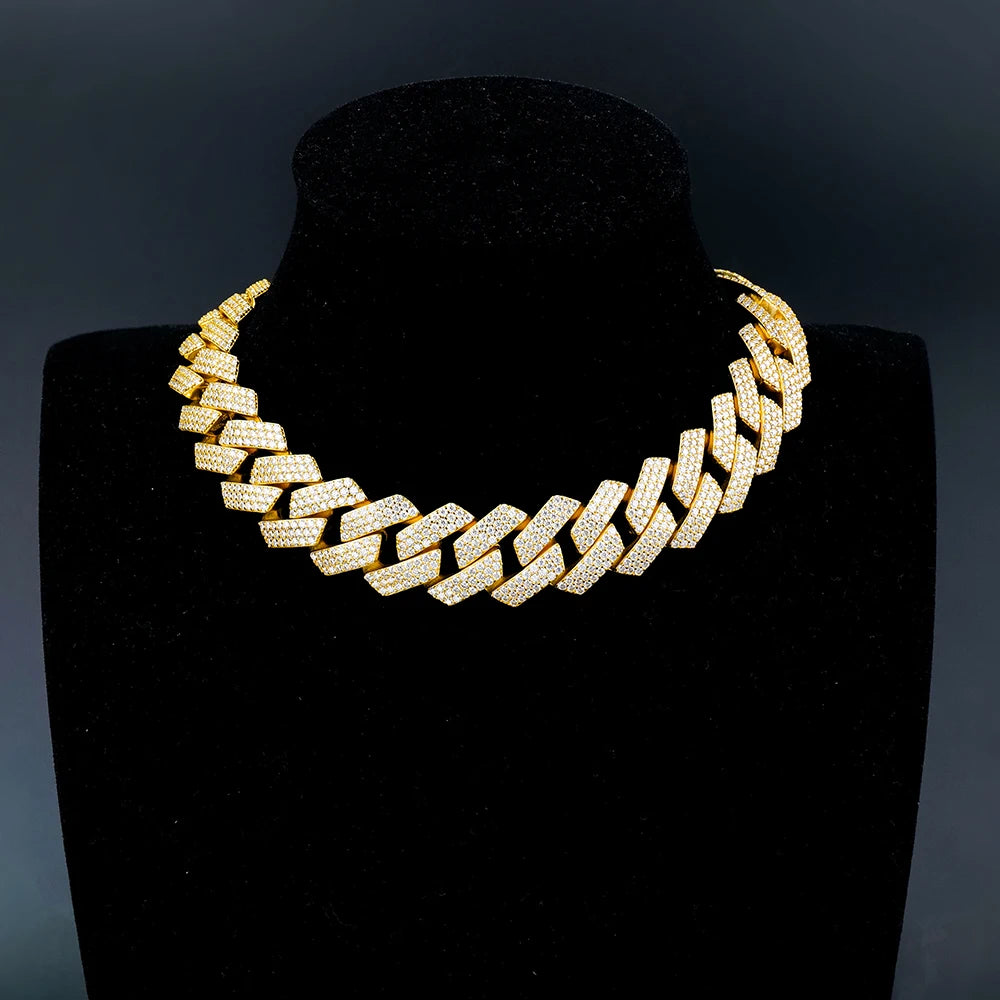 VVS Mossanite Diamond 8-20mm Iced Out  925 Sterling Silver Sharp Angeled Cuban Link Chain Hiphop Trendsetter Bracelet.