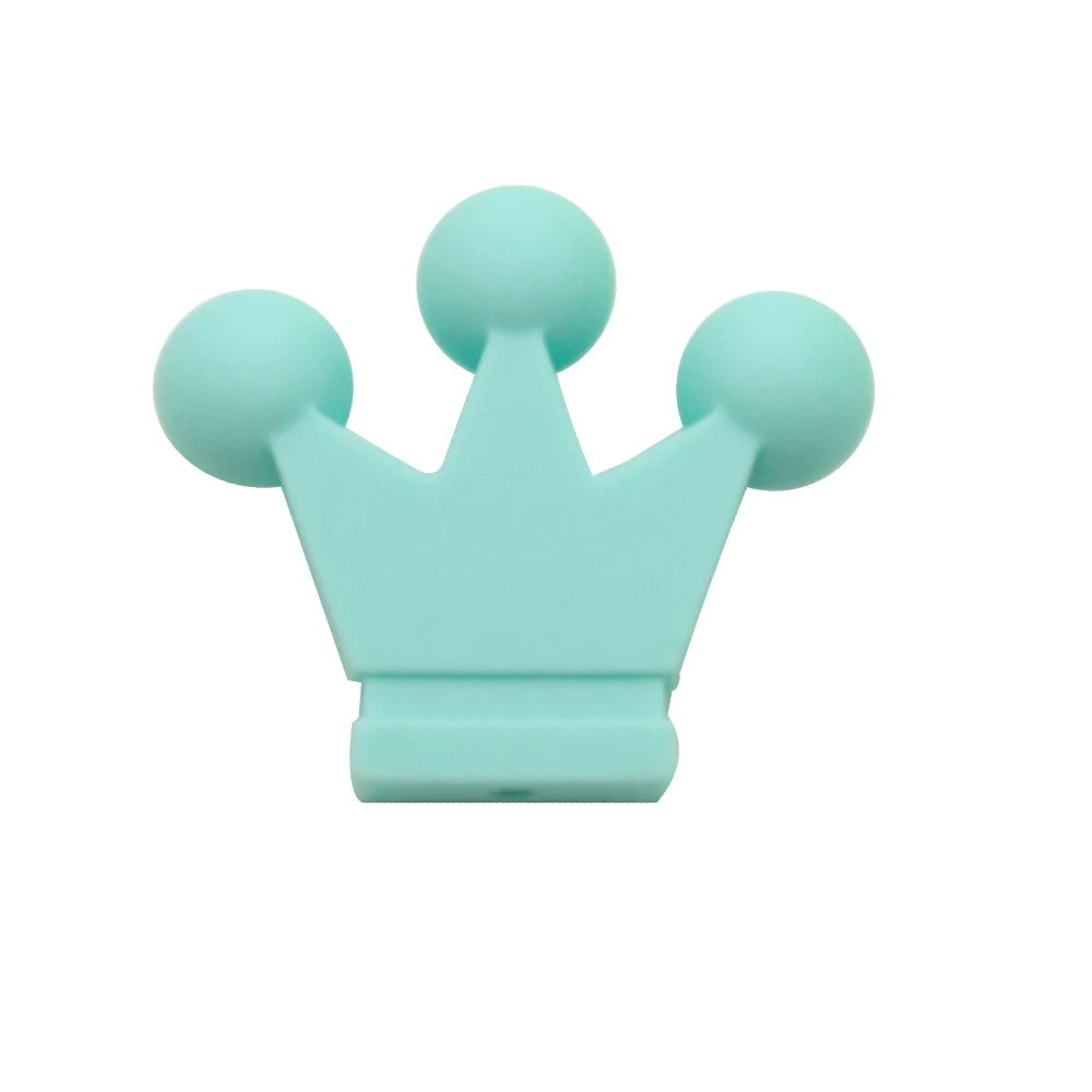 Cute-idea 10pc mini Crown BPA Free Silicone Beads Baby Teether Chew sensory Craft Chain For Pendant Food Grade Baby Teething Toy