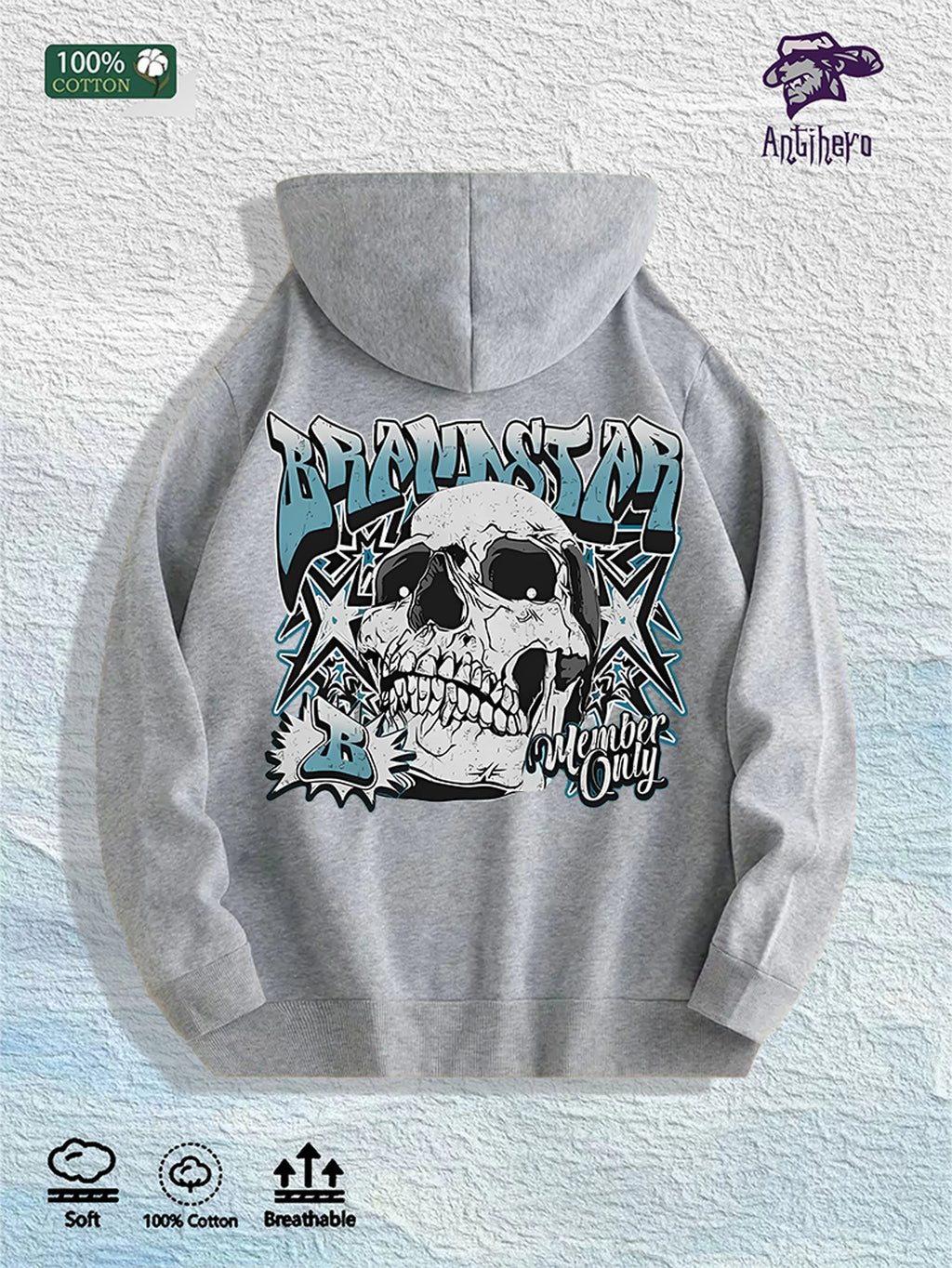 Brainstar Graphic Hoodie 100% Cotton US Warehouse 7 Colors