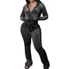 Ladies 2pcs Flare Pants Outfit Gym Wear Sweatpants and Hoodie Velour Joggers Sweatsuits Velvet Two Piece Set Tracksuit for Women
