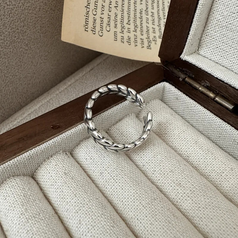 Vintage Wholesale Fine Jewelry 925 Silver Unique Adjustable Wheat Rings Fine Jewelry