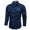 High Quality Men's 100% Cotton Cargo Shirts Customizable Breathable Anti-Wrinkle Eco-Friendly Korean Edition for Work Leisure