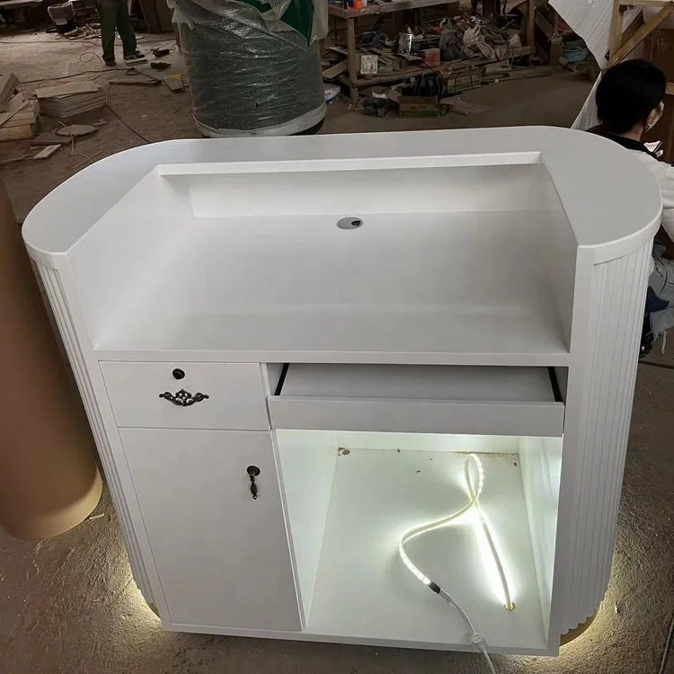 Kisen Beauty Salon Shop Hotel Office Pretty Small Place Cash Counter Boutique Front Desk Reception Table with LED Light
