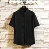 10%OFF M-5XL Summer Chinese Monsoon Cotton and Linen Casual Loose Stand Collar Short-sleeved Shirt Buckle Retro Printed Shirt