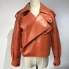 QC20003 New Burgundy Waterproof Casual Leather Jacket Genuine Leather All Seasons