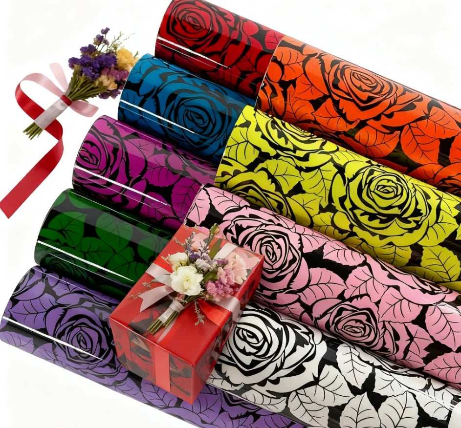 9PCS Rose Pattern Artificial Leather Set 8.2 "x11.8" A4 Can Be Used for DIY Making Jewelry, Bags, Hair Accessories, Earrings