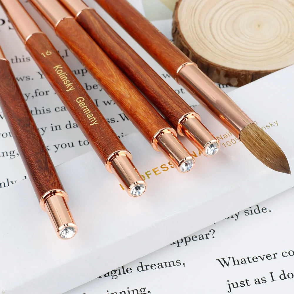 High Quality Nail Brush Custom LOGO Wood Handle 100% Pure Kolinsky Sable Acrylic Nails Art Brushes with Box