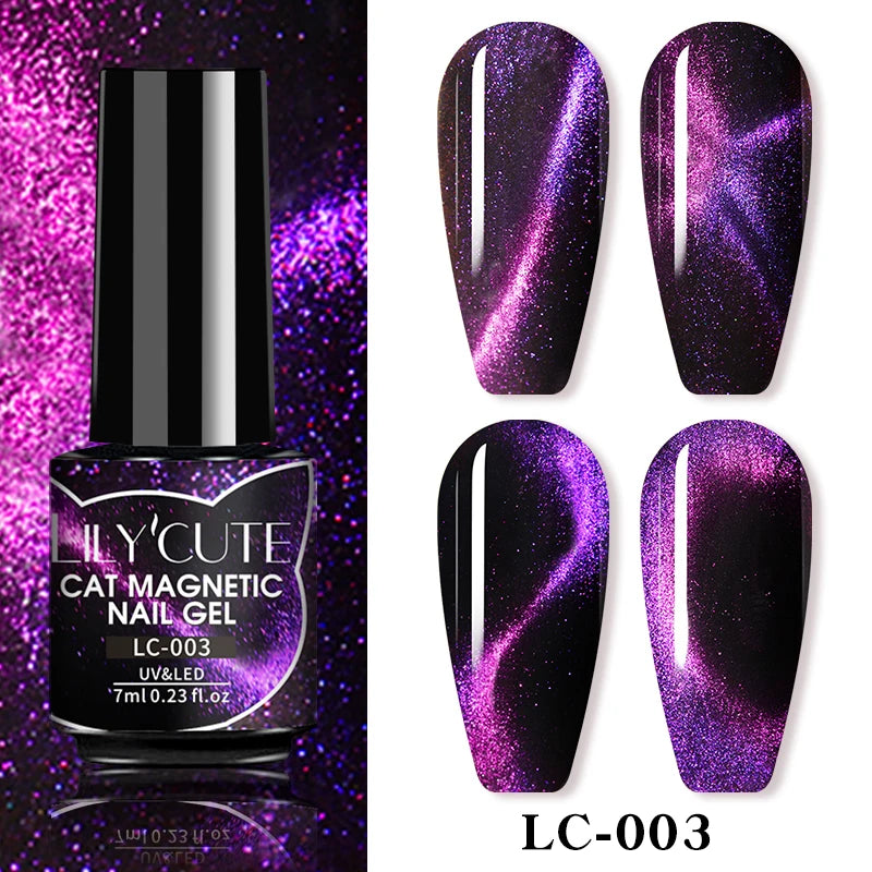 LILYCUTE 7ml Gold Coffee Cat Magnetic Gel Nail Polish Autumn Winter Nails Ultra Shine Moonlight Semi Permanent UV Gel Soak Off