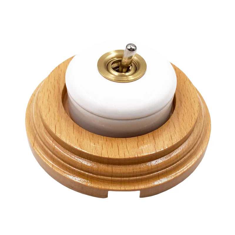 High Quality Retro Ceramic Round Toggle Switch 1 Ｗay 2 Way Control Wall Light Switch