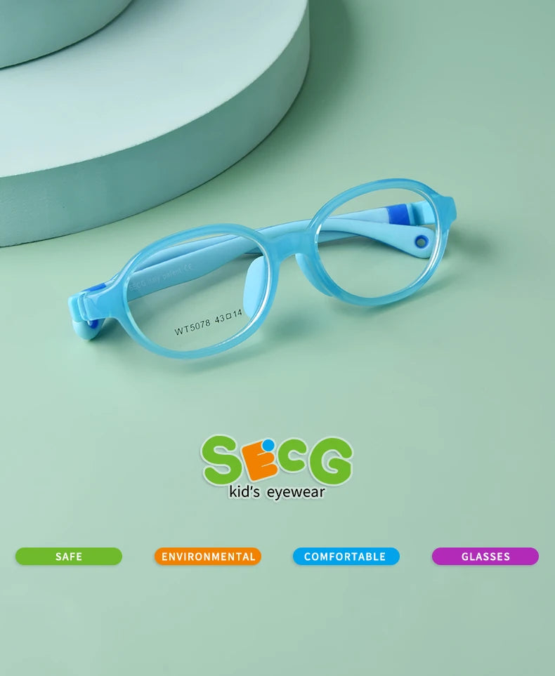 Secg Brand Children's Glasses Silicone Frames For Boys And Girls Students Super Light Comfortable Myopia Frames With Gasses