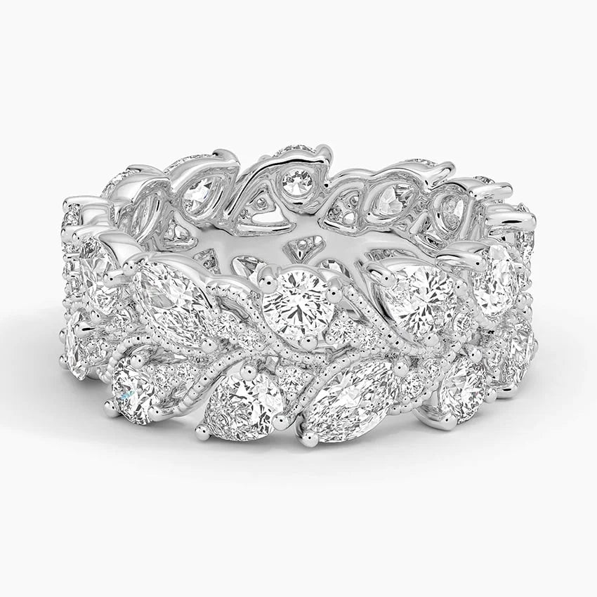 Shimmering Moissanite Engagement Wedding Eternity Band in 925 Silver with Classic Elegant Luxury Look Timeless Sparkling Beauty