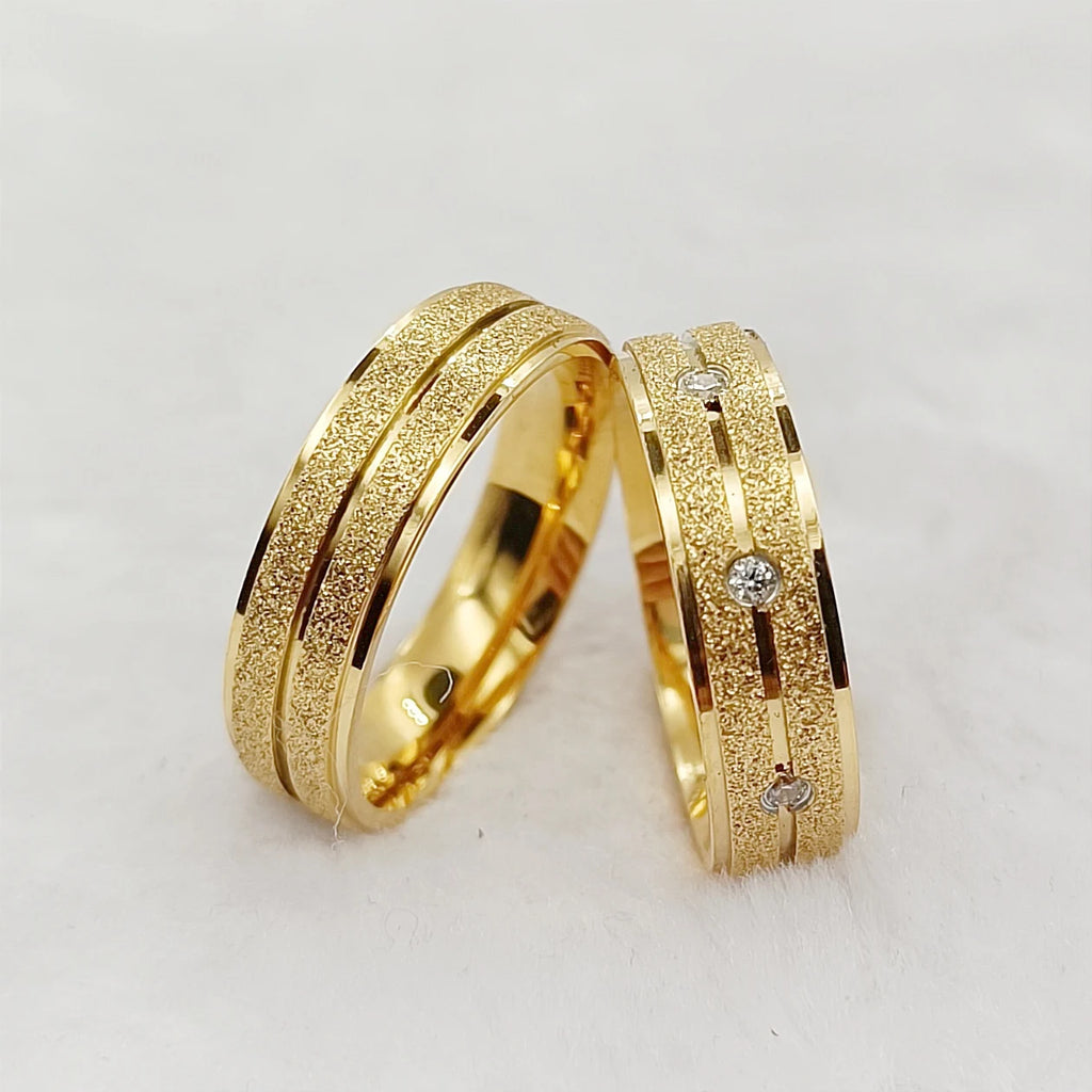 Splendid Designer 2pcs Bridal Wedding Engagement Rings Bridal Sets Silver Stainless Steel Jewelry Statement Ring