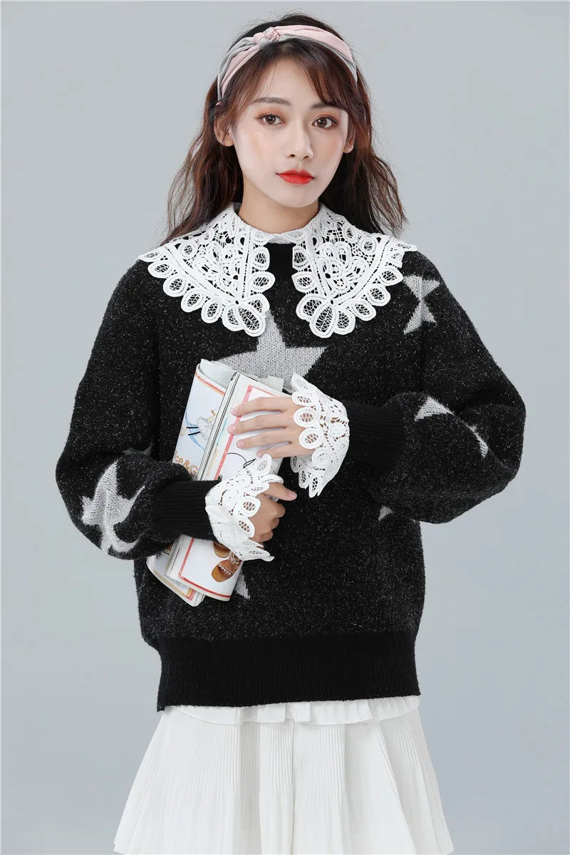 Women Hollow Detachable Sleeve Fake Cuffs Ladies Detachable Shirt Multi Layer Ruffles Solid Color White False Cuffs Wristband