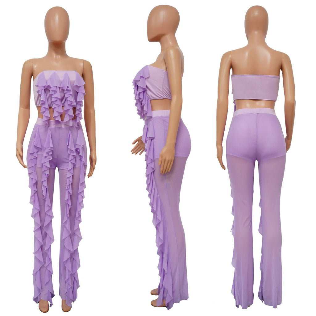 S-XXL Summer Casual Solid Color Bra Panel Pants Set Personalized Fashion Street Two Piece Set