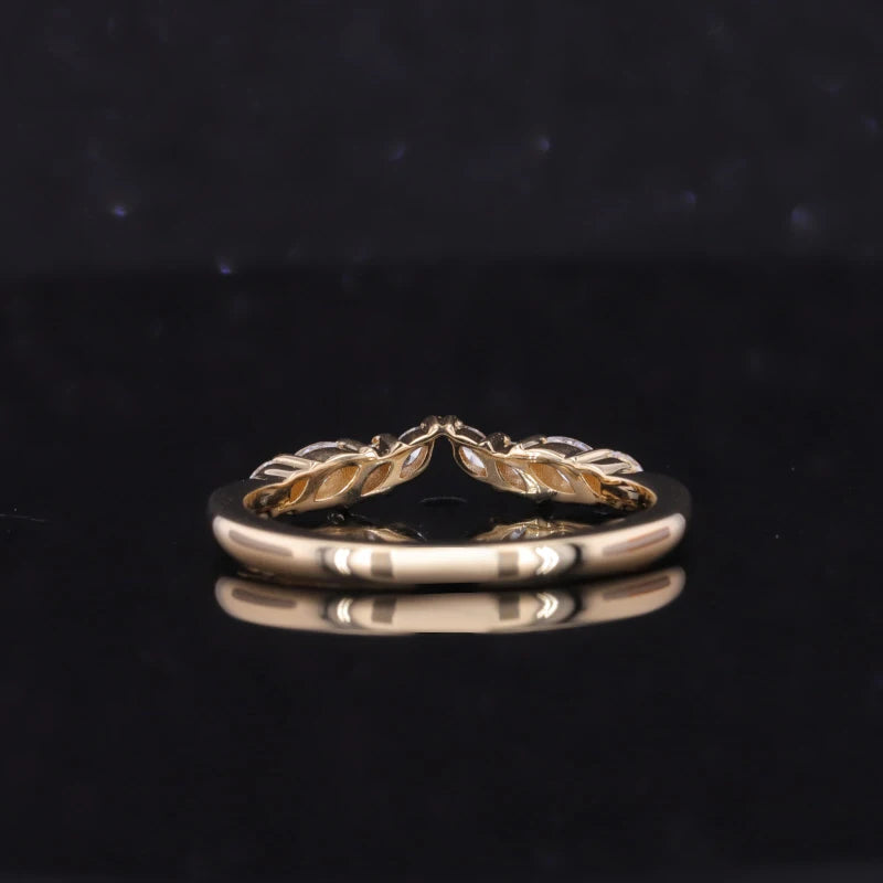 Marquise Diamonds Stacked Ring 2x4mm/3x1.5mm DEF VS Marquise Cut Wedding Band 10K Gold HPHT CVD Lab Grown Diamonds Band Rings