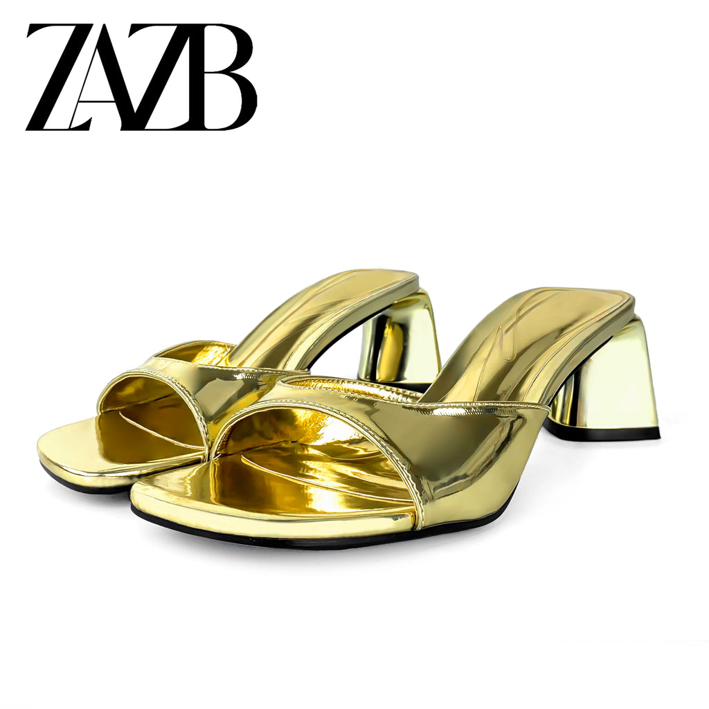ZAZB Brand Custom Leather High Heels Shoes for Women Sandals Luxury slippers Wedding Bride Ladies and Chaussures Pour Femmes