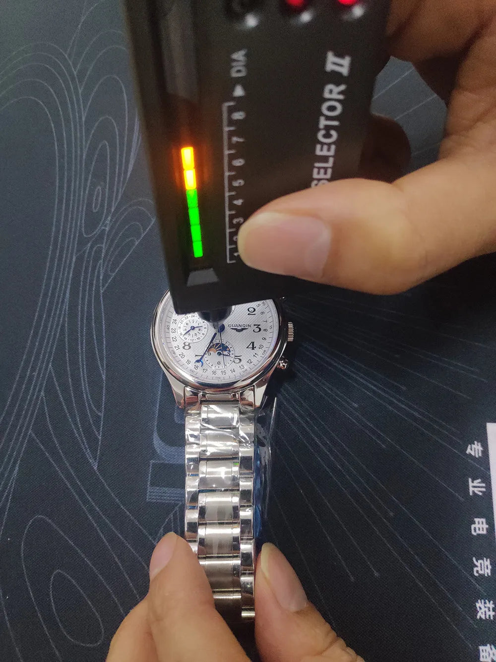 GUANQIN Leather Steel Mechanical Sapphire Men Watches Top Brand Luxury Waterproof Automatic Wristwatch Calendar Moon Phase
