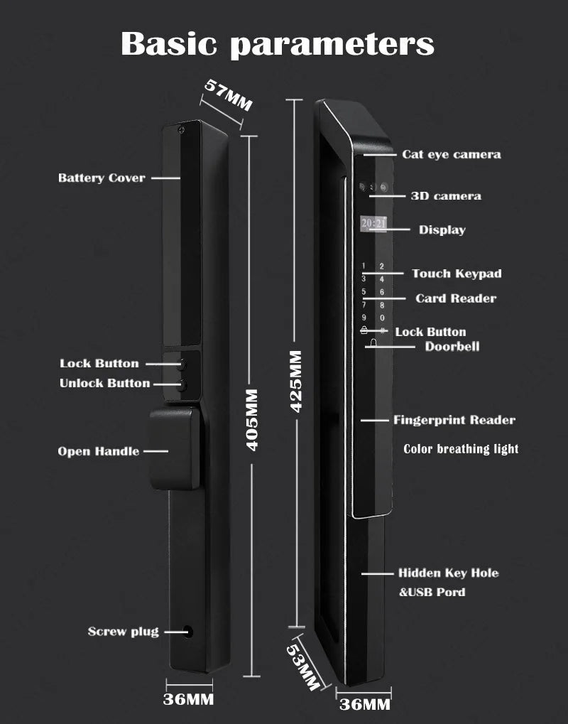 Wifi Tuya Fingerprint Smart Digital Glass Aluminum Sliding Door Lock Biometric 3d Face Recognition App Serrure Intelligent