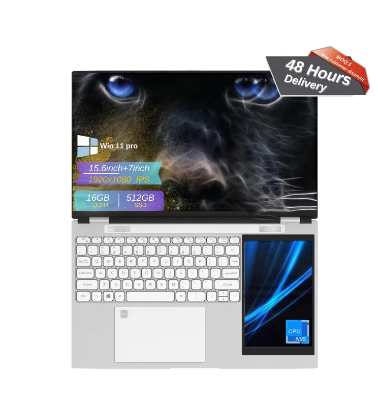 Win11 15.6+7 Inch Dual Screen N150 3.4Ghz Ram 16GB SSD 128GB Brand New Notbook Laptop Computer Pc Cheap Laptops