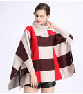 Wholesale 2025 Hot Sale Girl's Winter Cape Coats Luxury batwing Sleeve High Cloak Acrylic Knitted Warm Women's Poncho Sweater