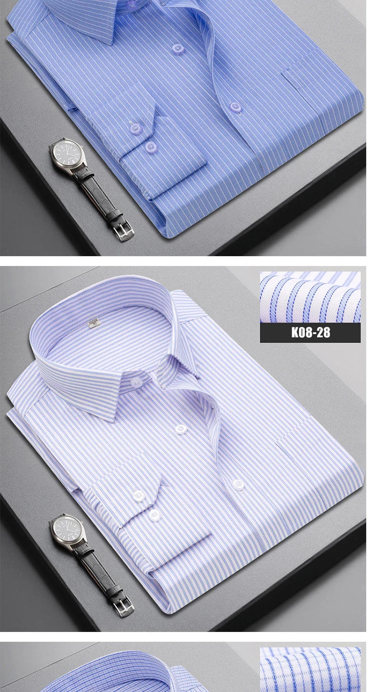 Brand New Men Shirt Male Dress Shirts Striped Men's Casual Long Sleeve Business Formal Plaid Shirt camisa social