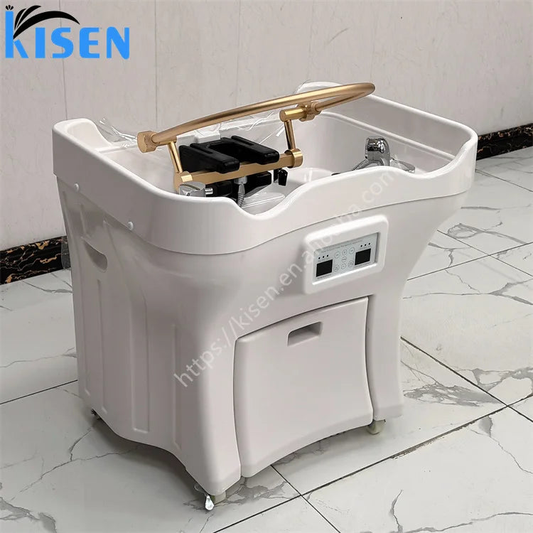 Kisen Best Quality Beauty Salon Portable Shampoo Basin with Water Circulation and Double Water tank Dual-function Head Spa Bowl