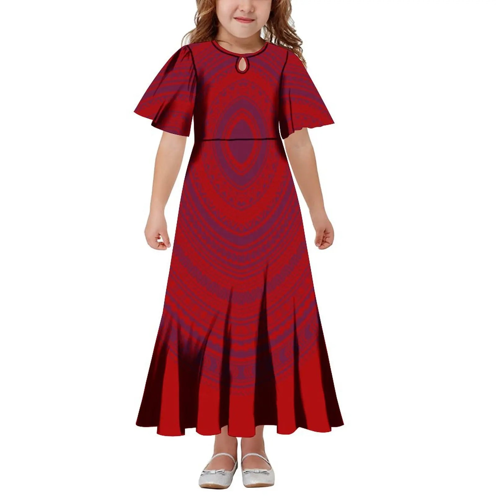 New Hawaiian Style Drop Collar Design Baby Girls Long Dress Children Size in Dresses Fit Flare Toddle Girls Dresses for Kids