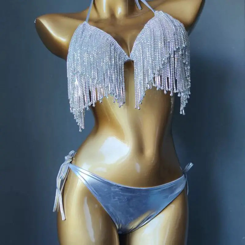 newest 2022 crystal bikini diamond swimwear biquini diamond bikini beachwear popular swim suit  rhinestone swimsuits bikini