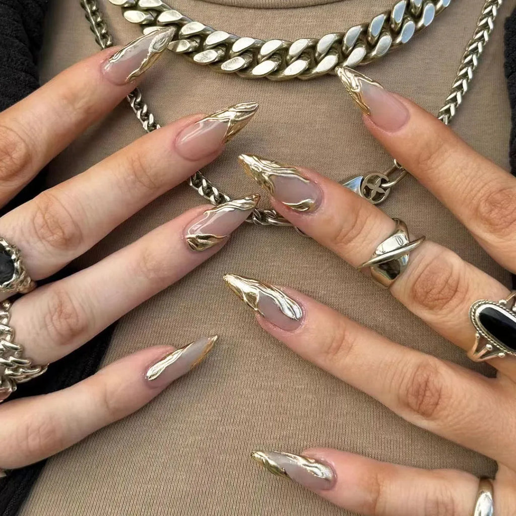 Wholesale 24 Pcs 3D French Style Romantic Art Acrylic Press on Nails Artificial Fingernails Candy False Nails Dating  Party 3329