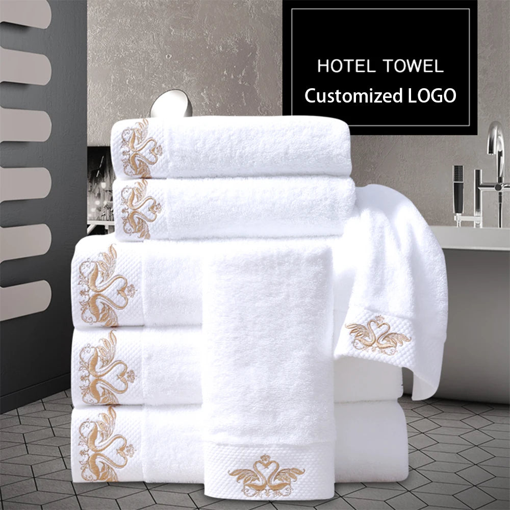 Towel Customized LOGO Bath Towel Hand Towel 100% Cotton Embroidery Name Personalized Wedding Birthday Greeting Message Gift