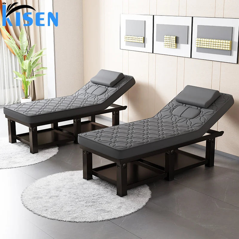 Kisen Hight Quality Beauty Salon Furniture Wooden Facial Latex Bed Fashion Designs Body Massage Table Beauty Bed for Sale