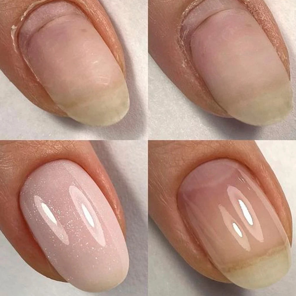 Low MOQ SOS Fiber Rubber Base Coat UV Gel Polish Non-Toxic Nail Repair Thin Soft Nails Builder