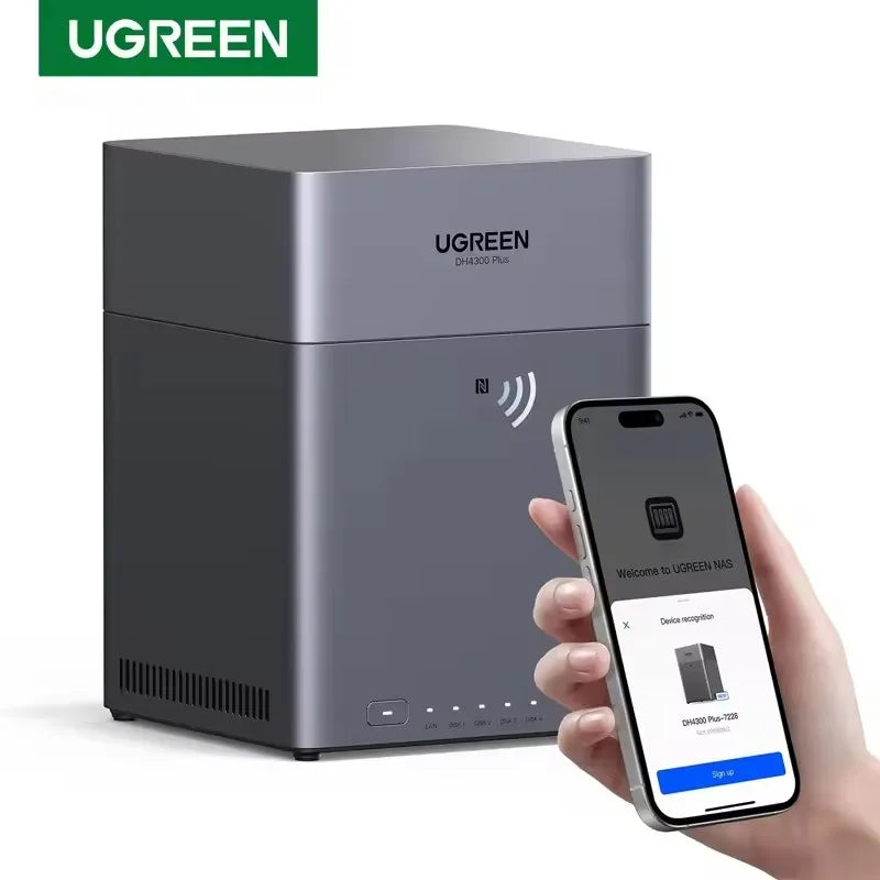 UGREEN NAS DH4300 Plus 4 Bay Desktop NAS Support Capacity up to 120TB 8GB LPDDR4X RAM 2.5GbE 4K HDMI Network Attached Storage