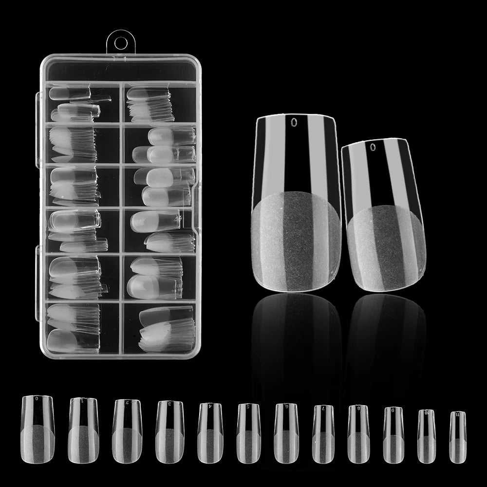 120PCS Acrylic Short False Tips Nail Transparent Frosted Square Oval Almond Ballet Wearable Matte High Toughness Manicure Tip