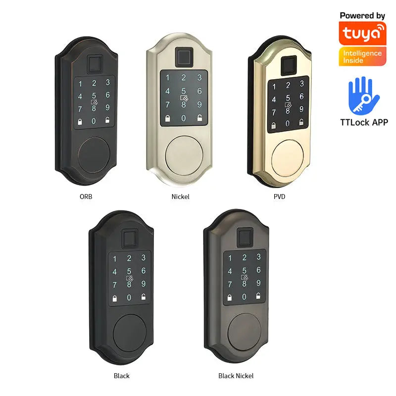 Tuya Smart TT LOCK American Standard Gold Color Built in Fingerprint Deadbolt Smart Keyless Door Lock