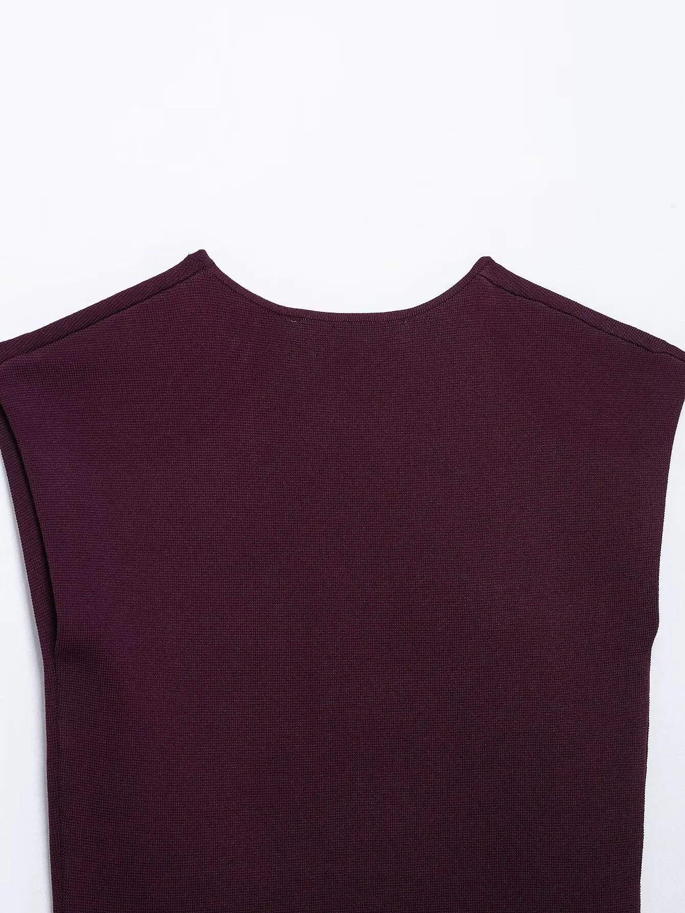 KAR&OT ZA 2025 Women's Retro Casual Simple Slim Fit Gold Inlaid Sleeveless Knitted Vest Top 2142002 Spring New Vintage Style