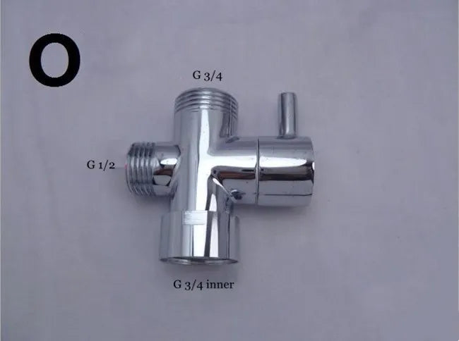 G1/2 Black Water Divider One-in-two-out Three-Way Shower Faucet Valve Adapter Hot Cold Water Switch