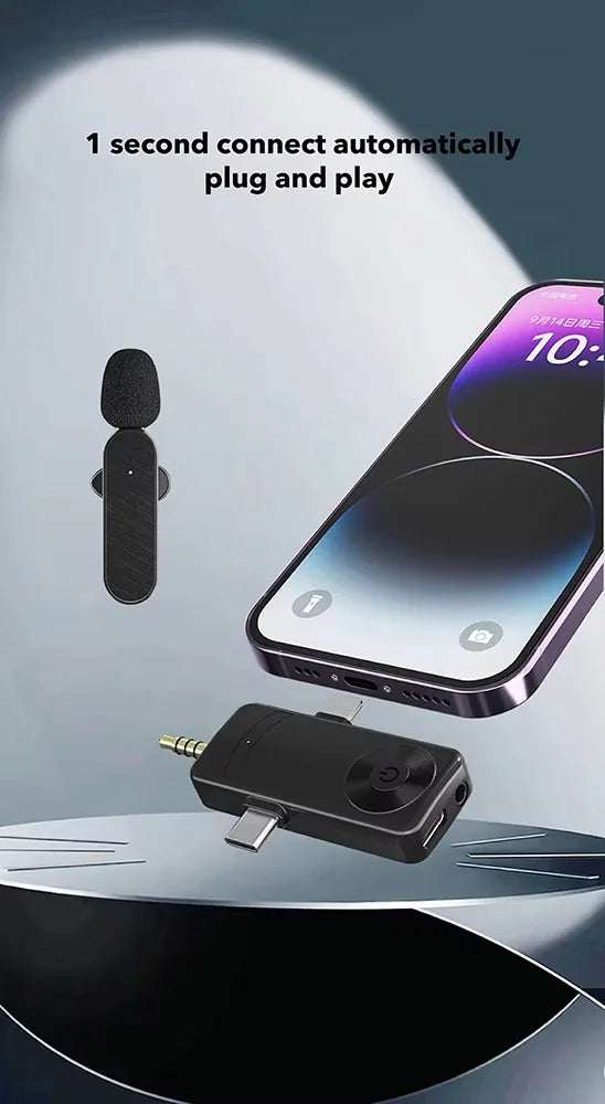 2025 Mini Wireless Lavalier Microphone 3-in-1 Interface for Live Recording on IOS Android Mobile Phones Cameras Type C Connector